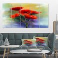 thumbnail image 1 of Peinture de Fleurs de Coquelicot Rouge Aquarelle - Grande Impression sur Toile Florale, 1 of 3