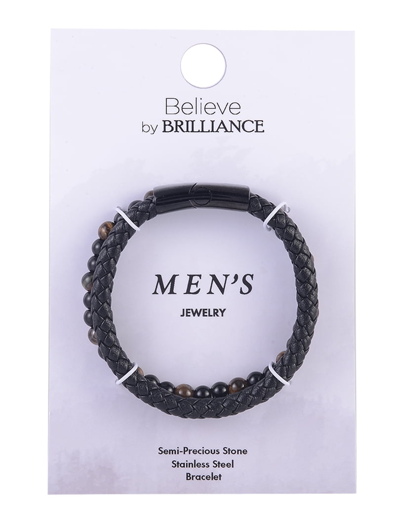 Believe by Brilliance, Stainless Steel Black 2pc Bracelet Set