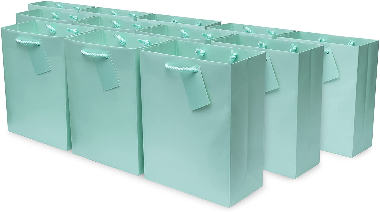 Green Gift Bags - 12 Pack Medium Mint Designer Paper Shopping Bags with  Handles, Gift Wrap Euro Totes for Birthdays, Par - Walmart.com