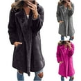 thumbnail image 5 of Lovskoo 2024 Women's 2023 Winter Faux Fur Jackets Fall Fashion Open Front Outerwear Mid-Length Plus Size Notch Lapel Thick Warm Coat Purple, 5 of 5