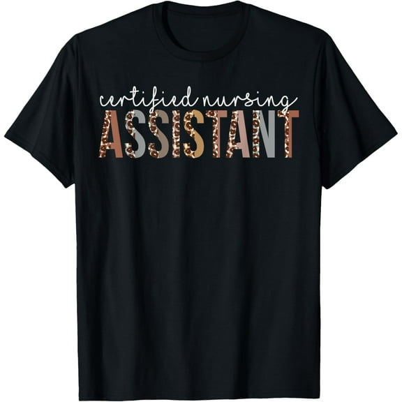 Leopard CNA Certified Nursing Assistant healthcare workers T-ShirtMen and women, Black T-shirt, size: Extra large