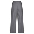 thumbnail image 3 of Fangasis Women Bottoms Cropped Trousers Wide Leg Capri Pants Ladies High-Waist Cotton Linen Pant Breathable Summer Palazzo Dark Gray XL, 3 of 6
