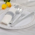 thumbnail image 7 of Pre Rolled Napkin with Silver Plastic Cutlery Set - 100 Pack Silver Plastic Silverware Cutlery Set, Premium Rolled Cutlery Set Includes: 100 Forks, 100 Knives, 100 Spoons, 100 Napkins for Wedding, 7 of 7