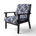 thumbnail image 3 of Designart "Blue & White Victorian Blooms III" Blue Floral Upholstered Accent Chair - Cottage Arm Chair For Bedroom, 3 of 5