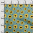 thumbnail image 2 of oneOone Viscose Chiffon Dark Teal Green Fabric Floral Sunflower With Honey Bees Sewing Fabric By The Yard Printed Diy Clothing Sewing Supplies 42 Inch Wide, 2 of 4