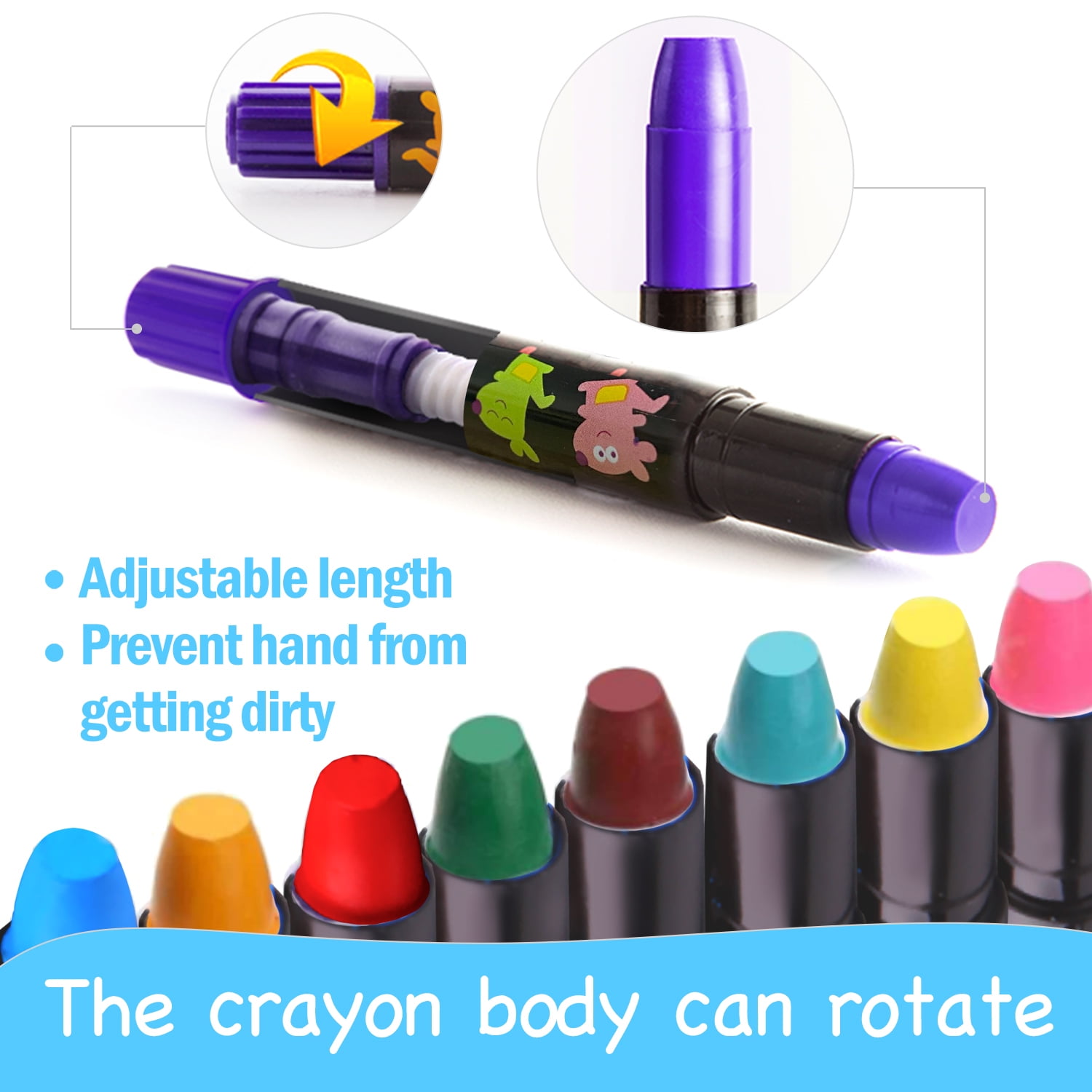 Jumbo Crayons for Toddlers, 6 Colors Twistable Crayons Non Toxic Washable  Crayons Sticky Giant Coloring Poster for Kids－Re-Stick Drawing Paper Roll  for Toddlers –  – Toys and Game Store