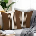 thumbnail image 2 of Outdoor Waterproof Throw Pillow Covers Set of 2 Brown Vertical Stripes Decorative Pillowcases Square Outdoor Pillows Cushion Case 16x16 Inch Classic Striped Patio Pillows for Couch Sofa Bed Garden, 2 of 9