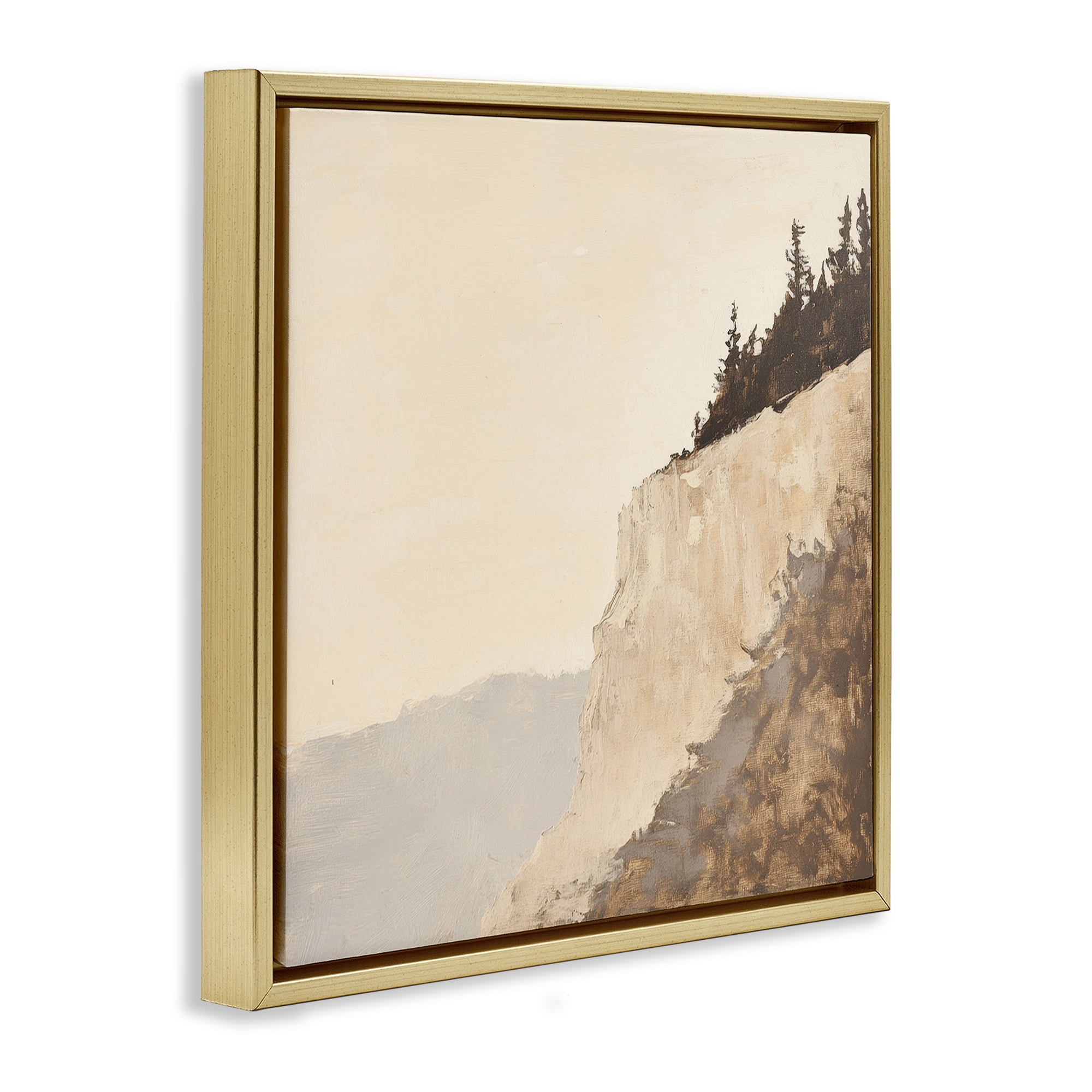 Stupell Industries Serene Cliffside Vista Gold Framed Floater Canvas Wall Art, design by Petal Prints Design