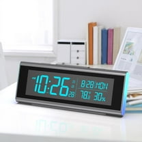 Onekawa 9" Desk Alarm Clock,Colorful LED Digital Clocks,Dimmer Bedside Clock with Adjustable Dual Alarm and Snooze,12/24H, DST for Home, Office, Elderly,Black