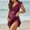 Purple, variant on Women's Ruffle Wrap Swimsuit Cutout One Piece Swimdress Nylon Beach Pool Swimwear with Fashion Bra Backless Design