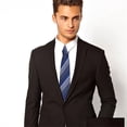 thumbnail image 3 of Hoppin Gee Men's Gray Blue Twill Stripe Neckties, Business Wedding Tie, 3 of 6