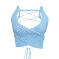 thumbnail image 3 of VISgogo Tops cortos para mujer, cuello halter, sin mangas, cruzado, cruzado, de color sólido, de punto, camiseta delgada para damas VISgogo moda, 3 of 8
