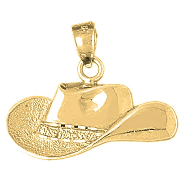 Jewels Obsession 18K Yellow Gold Cowboy Hat Pendant 21 mm Walmart