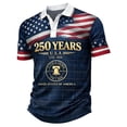 thumbnail image 4 of SXCXLSA 250 Anniversary USA Polo Shirt For Mens Short Sleeve Stand Collar Patriotic 4th Of July Shirts With Button Flag Stars Stripes Blouses Pullover Outfits Black L, 4 of 4