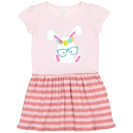

Inktastic Hipster Bunny Bunny with Glasses Rabbit Flowers Gift Toddler Girl Dress