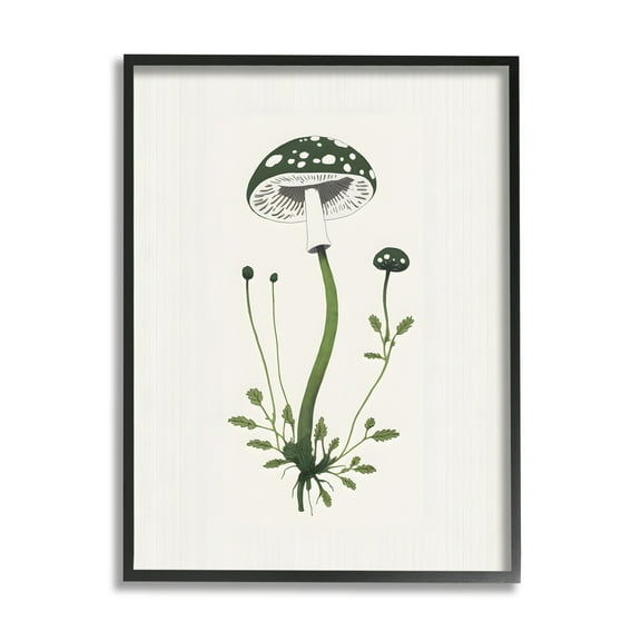 Stupell Industries Minimal Spotted Mushroom Botanical & Floral Painting Black Framed Art Print Wall Art, 11 x 14