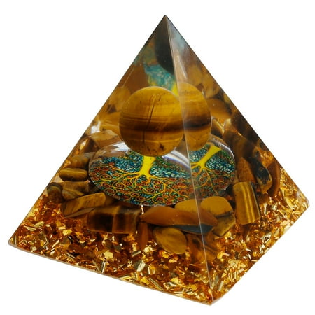 

Energy Generator Orgone Pyramid Resin Crystal Pyramid Crystal Energy for Protection Desktop Meditation Ornament Creative Gifts for Home and Office