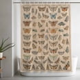 thumbnail image 5 of Vintage Butterflies Shower Curtain Set, Waterproof Shower Curtains for Bathroom, Retro Animal Biological Atlas Brown Washable Fabric Cloth Bath Curtain for Bathtub Decoration with Hooks 72x78 Inches, 5 of 9
