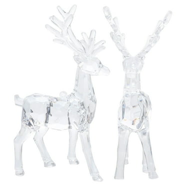 4 pcs  Acrylic Clear Christmas Elk Figurines Desktop Elk Ornaments Acrylic Elk Statues