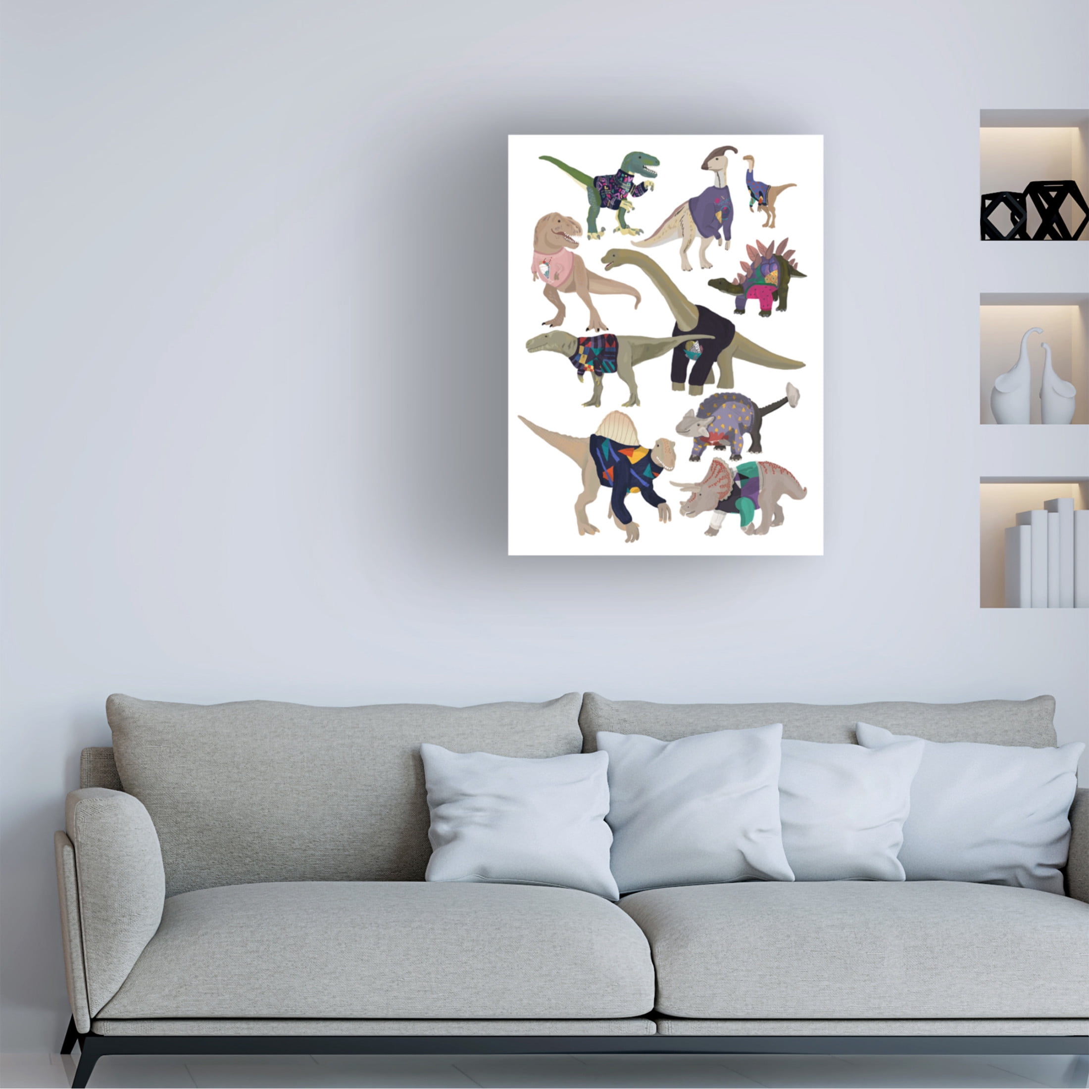 Trademark Fine Art Hanna Melin Dinosaurs In 80s Jumpers Canvas Wall Art