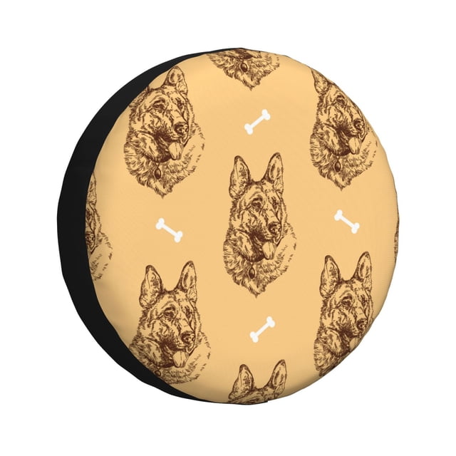 Fotbe German Shepherd Dog Funda de Llanta de Repuesto con Estampado, Engrosada, Ajuste Universal para Jeep, Remolque, RV, SUV, Camión-14 inch