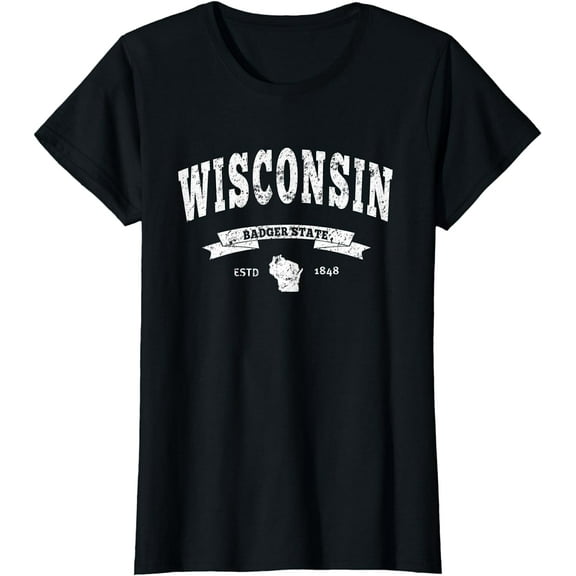 Vintage Wisconsin Shirt Distressed Tee WI Badger State