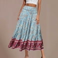 thumbnail image 4 of Women's Long Skirts Summer Fashion Boho Flowy Swing A-Line Skirts 2025 Leisure Vacation Beach Elastic Waist Printing Long Maxi Skirt, 4 of 6