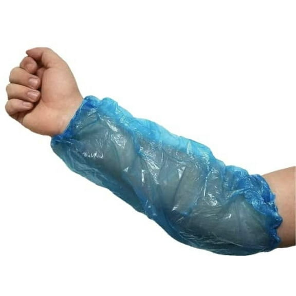 Kleen Chef Disposable 18 inch Arm Sleeves with Elastic Ends, Blue, Pack of 100