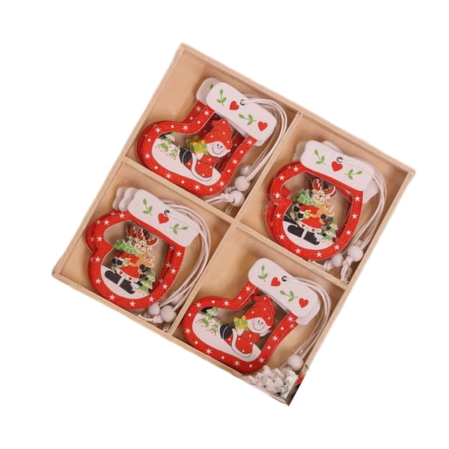 Inteprter Pieza de de árbol de Navidad, colgante pintado con temática, ambientes de vacaciones, accesorios de fotografía DIY, decoración de Kits de decoración para fiestas calcetín y guante Inteprter HA069280-01