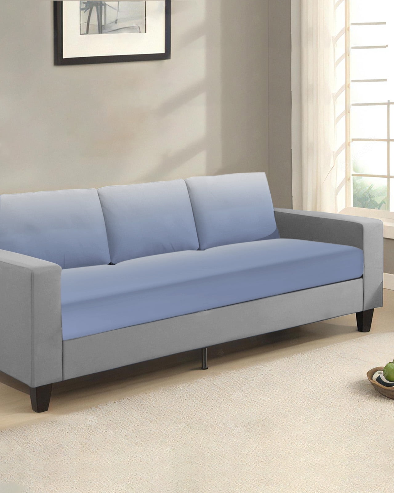 Ombre Grey Blue| Couch Cushion Covers, Stretch Seat Cushion Covers for Sectional Sofa, Abstract Art Individual Sofa&nbsp;Slipcovers Furniture Protector with Elastic&Straps Small 1Pcs