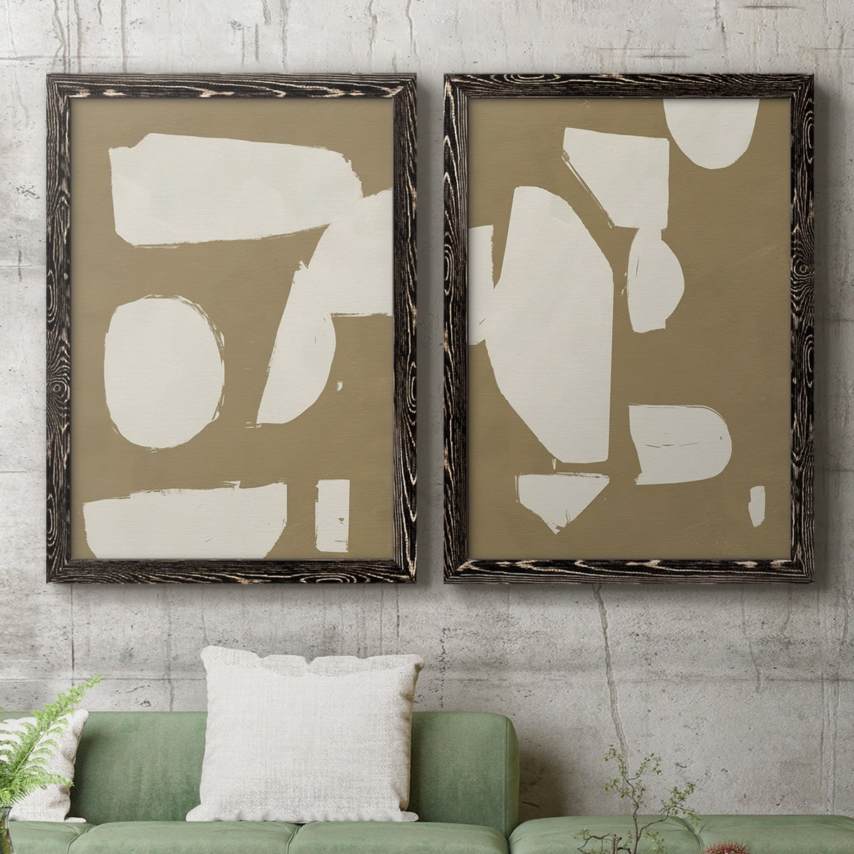Chunky Abstract I - Premium Framed Canvas 2 Piece Set - Ready to Hang