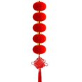 thumbnail image 1 of LUVCLS Faroles rojos flocados de tamaño pequeño con nudo chino para colgar, 1 of 7