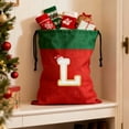 thumbnail image 4 of Personalized 26 Letter Christmas Santa Sack, Custom Large Gift Bag with Initial, for Xmas, A-Z Red Big Velvet Gift Wrapping Bags with Initial, 12.2 x 14.96 in, 4 of 6