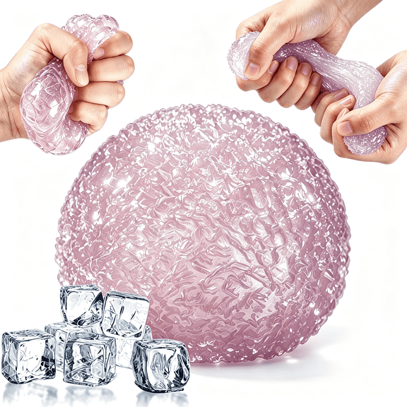 Crunchy Squishy Stress Ball, Ice Fidget Sensory Squeeze Squishy, Ice Skin, Non-Sticky, 2.36in Slow Rising for Stress Relief