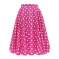 thumbnail image 2 of IBTOM CASTLE Women Pleated Vintage Skirt Floral Print A-Line Midi Skirts 50s Polka Dots Knee-Length Flared Swing Cocktail Party Dresses S Hot Pink - Polka Dots, 2 of 8