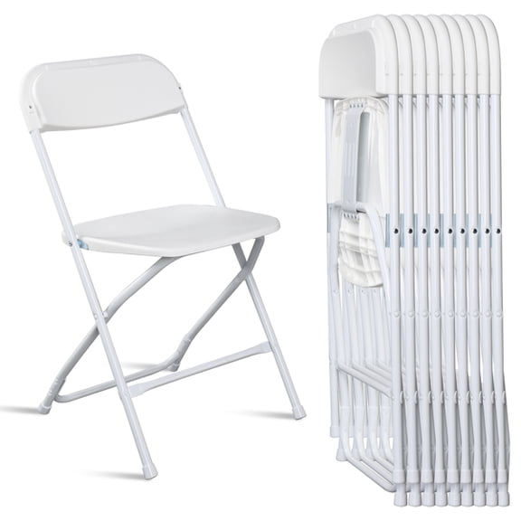 Alvantor White Folding Chair Set, 10-Pack, 350 lbs Capacity