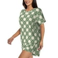 thumbnail image 2 of Naloa Daisy Plaid Green Women's Short-Sleeved Pajama Set, Loungewear, Summer pajamas, Breathable Cozy - 4X-Large, 2 of 9