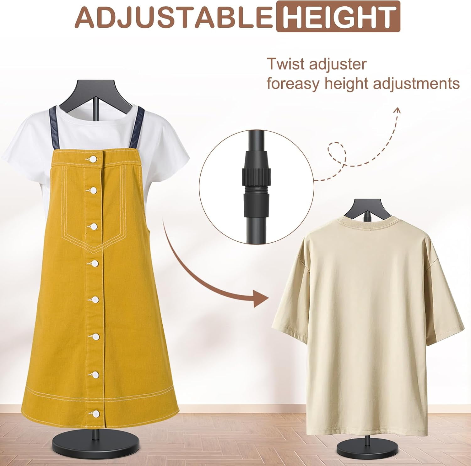 Shirt Display Stand, 18-34 Inch Height Adjustable Mannequin Torso for Vendors Shop, More Stable Dress Form Portable Clothes Garment Rack, T Shirt Display Holder Jacket Coat Stand Hanger