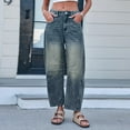 thumbnail image 4 of JIKNTTR Women's Straight Leg Jeans Mid Rise Barrel Jeans Wide Leg Cropped Denim Pants Baggy Boyfriend Jeans With Pockets Comfortable Denim Pants, 4 of 9