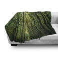 thumbnail image 3 of Forest Soft Flannel Fleece Throw Blanket, Summer Trees Upward View with Sunrays Leaking from Branches Nature Image, Cozy Plush for Indoor and Outdoor Use, 50" x 70", Fern Green Yellow, by Ambesonne, 3 of 6