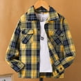 thumbnail image 2 of TOWED22 Boys Flannel Shirt Toddler Buffalo Plaid Shirt Long Sleeve Button Down Shirts Kids Casual Tops,Yellow,13-14 Y, 2 of 7