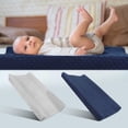 thumbnail image 3 of Funda para cambiador - Funda para cambiador de felpa ultrasuave con lunares Minky Fundas para cambiador transpirables para bebés y niñas (gris claro y azul marino), 3 of 5