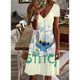 thumbnail image 3 of Vestido con estampado de Lilo y Stitch de Disney para mujer, largo hasta la rodilla, cuello en V, informal, elegante, diseño de moda, nuevo Y2K, verano 2024, 3 of 5