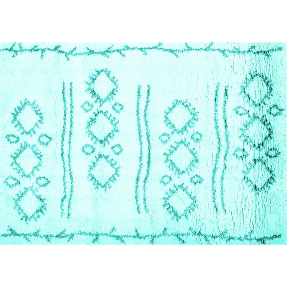 Ahgly Company Indoor Rectangle Solid Turquoise Blue Modern Area Rugs, 5' x 7'