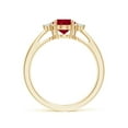 thumbnail image 2 of ANGARA Natural Tapered Shank 1.25 ct Ruby Engagement Ring with Diamond Accents in 14K Yellow Gold for Women (Size-8x6mm) | July Birthstone, Anniversary, Jewelry Gift for Women | Natural Ruby Ring, 2 of 11