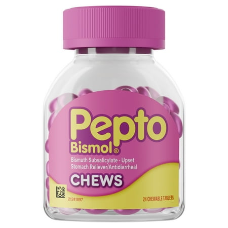 Pepto Bismol Chews, Chewable Indigestion and Anti-Diarrhea Stomach Relief, Original, 24 Count