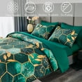 thumbnail image 2 of RYNGHIPY Green Gold Geometric 3-Piece Green Honeycomb Microfiber Comforter Set Full Size, 2 of 8