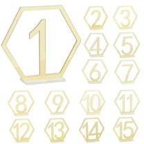Famyfamy Table Numbers Wedding Supplies Hexagon Shape With Holder Base Mirror Gift Cards Acrylic Geometric Centerpiece 1-15