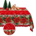 thumbnail image 6 of Nanqianyi Poinsettia Rectangle Tablecloth,Waterproof Stain Resistant Christmas Table Cover,52x70 Inch, 6 of 7