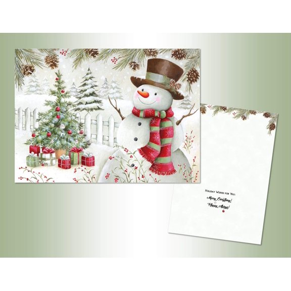 LPG PERFORMING ARTS BOXED CHRISTMAS CARD SET Snowman Wishes Set of 16 Velvet Touch coated cards/16 envelopes (1 design per box) (5327)